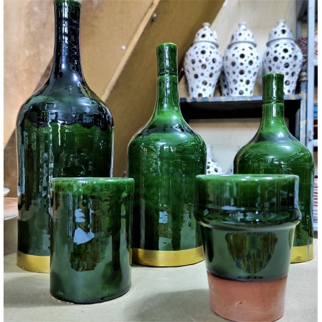 series of 3 green vases...