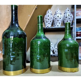 series of 3 green vases...