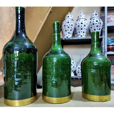 series of 3 green vases...