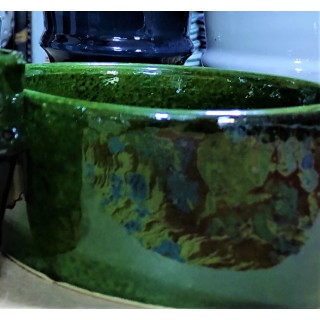 round intense green pottery...
