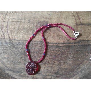 collier quartz rouge et...