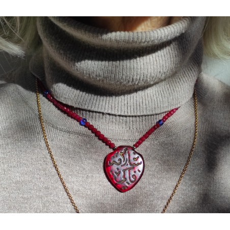 collier quartz rouge et...