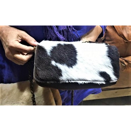 leather and fur shoulder bag